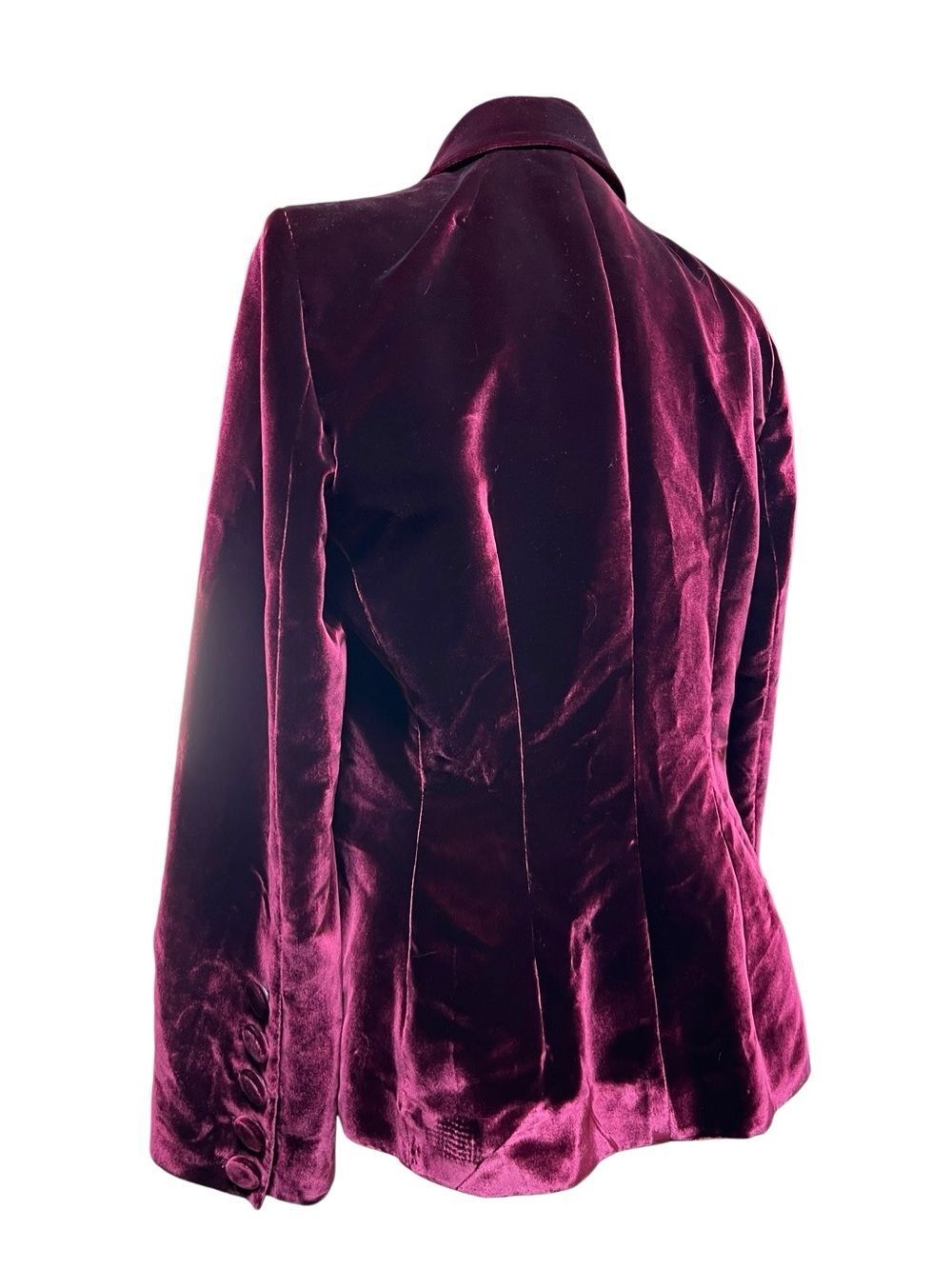 Khaite Blazer Cathy Burgundy Velvet Double Breasted Peak Collar Size 12 - Picture 10 of 14